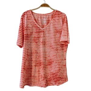 Terra & Sky Acid Wash Print Tie-dye Stripes Pink Short‎ Sleeve Sz. OX 12/14 NWOT